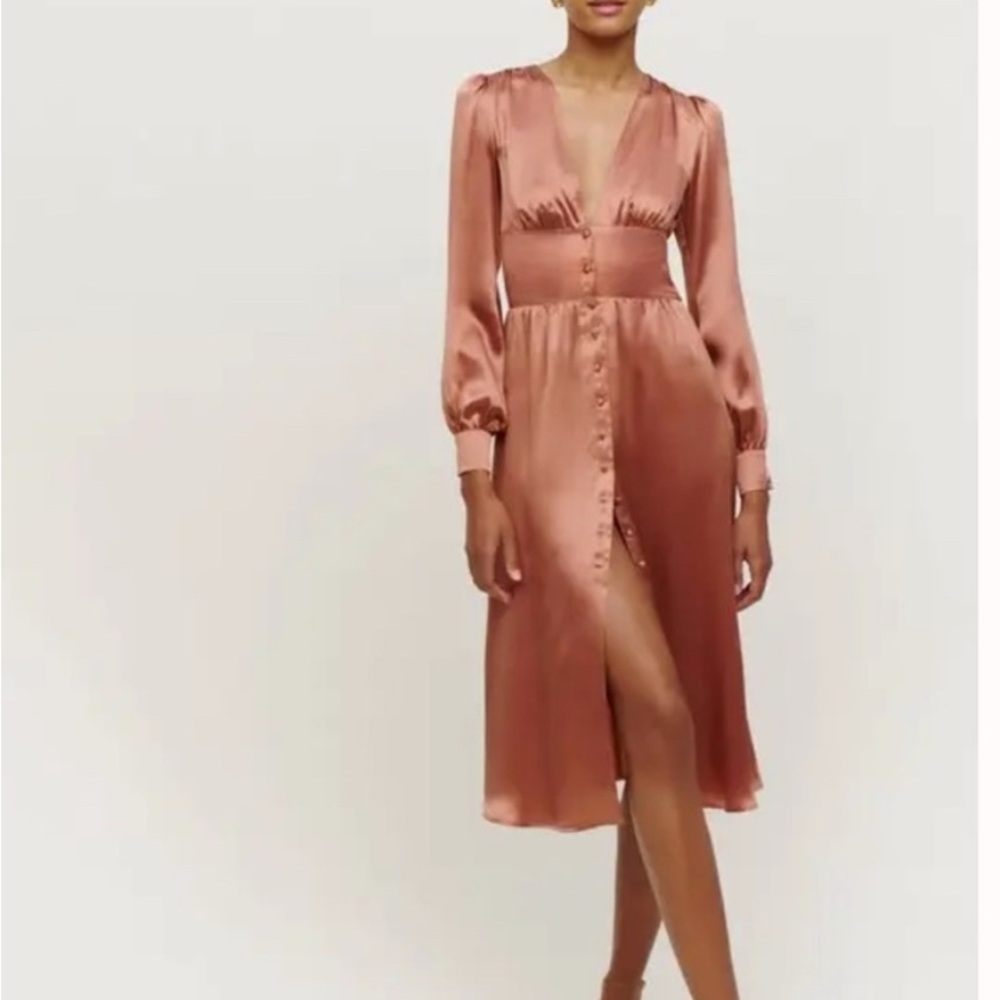 Reformation Silk Nicola Dress in Praline sz 0